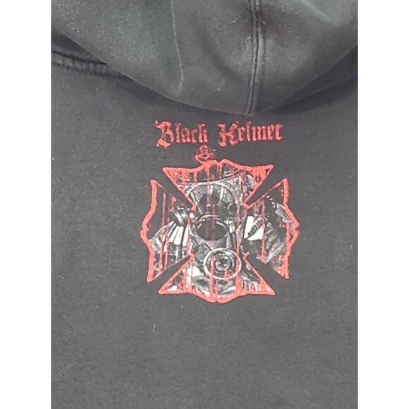 Y2K Black Helmet Mens Hooded Sweatshirt Sz XL Firefighter - Picture 10 of 11